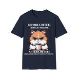 Funny TShirt | Grumpy Cat TShirt | Before and After Coffee Sarcastic Cat Tshirt | Cat Lover Gift | Coffee Lover TShirt | Funny Cat TShirt
