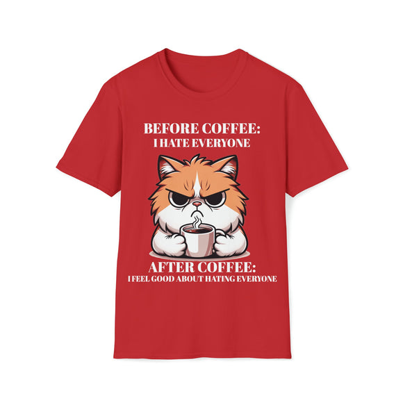 Funny TShirt | Grumpy Cat TShirt | Before and After Coffee Sarcastic Cat Tshirt | Cat Lover Gift | Coffee Lover TShirt | Funny Cat TShirt