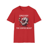 UNLEASH The COFFEE BEAST Shirt Funny Coffee Lover Tee Hilarious Coffee Gifts Men Women Tshirt Humorous Shirt,Unisex T-Shirt Red / S T-Shirt