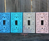 Light Switch Plate / Light Plate Cover / Light Switch Plate / Antique White or Pick Color/ Fleur de lis Pattern/ French Country Cottage