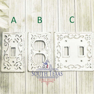 Light Switch Plate - Light Switch Cover - Switch Plate Cover - Cast Iron Switchplate - Nursery Wall Decor - Nursery Decor - Fleur de lis