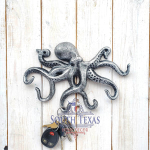 Octopus Key Holder Towel Holder Towel Hanger Octopus Decor Nautical Bathroom Nautical Decor Bathroom Decor Coastal Wall Hanging Decor